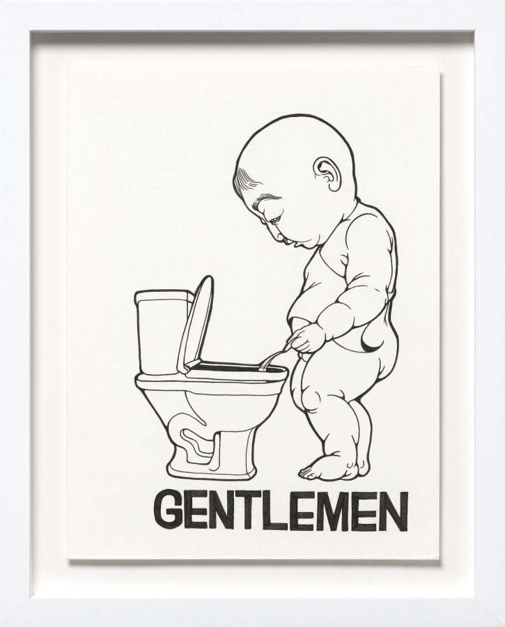 Phung Huynh, Color Me (Gentlemen), 2022, Ink on paper, 12 x 9 in., ​​​​​​​15 x 11 in. framed