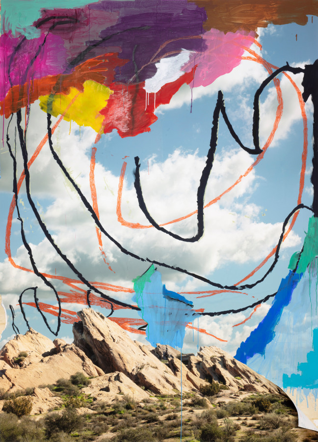 Photograph of a landscape with paint overlay