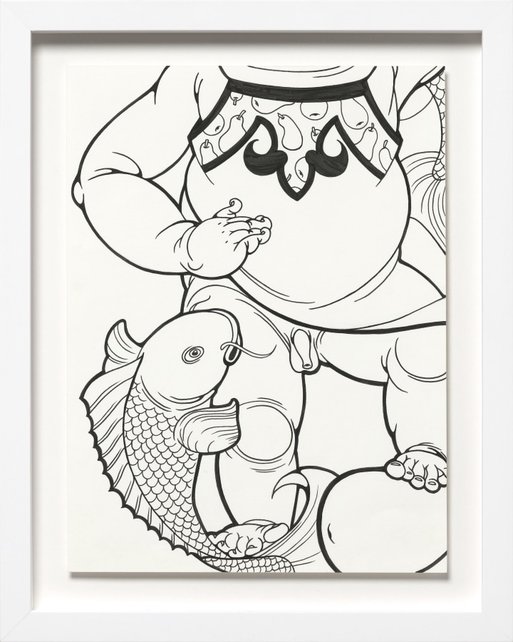 Phung Huynh, Color Me (Boy), 2022, Ink on paper, 12 x 9 in., ​​​​​​​15 x 11 in. framed