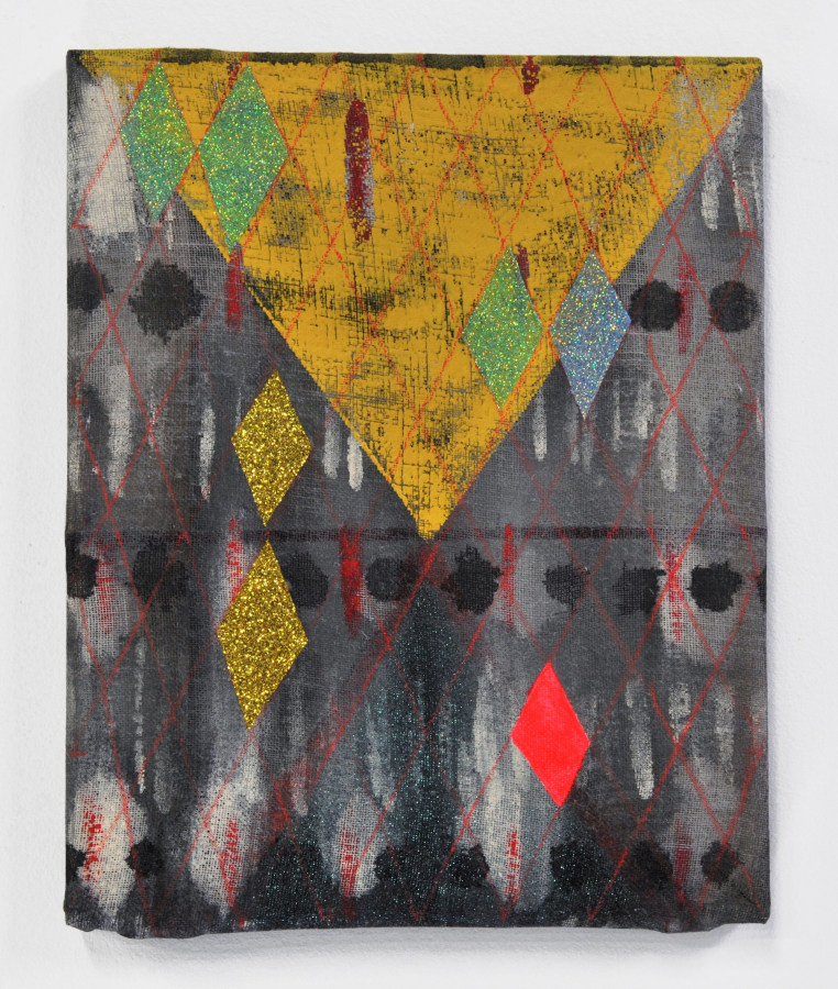 Matt Carter Untitled, 2014 Glitter, acrylic, graphite, linen and wood 8 x 10 in.