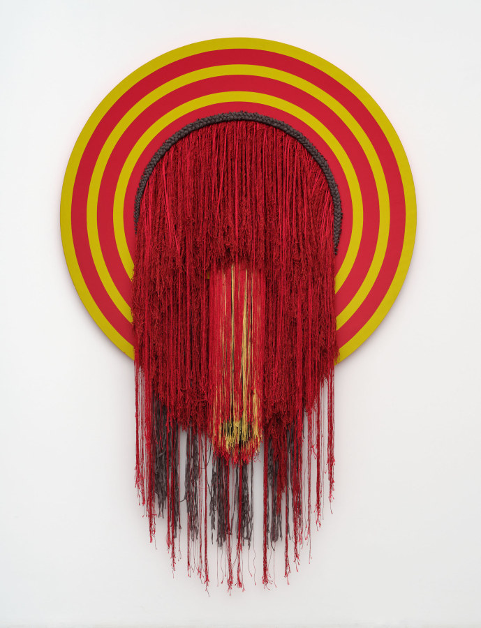 Liz Collins, Power Portal, 2022, Silk, rayon, polyester and wool, 85 x 52 x 4 in.