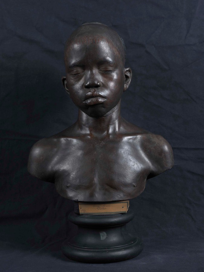 Ken Gonzales-Day Untitled (buste d&rsquo;un jeune home, Arigi Dunka, ne au Nil Blanc, MNHN-HA-1539, National Museum of Natural History, Paris), 2010-12 LightJet print on aluminum 30 x 20 in.