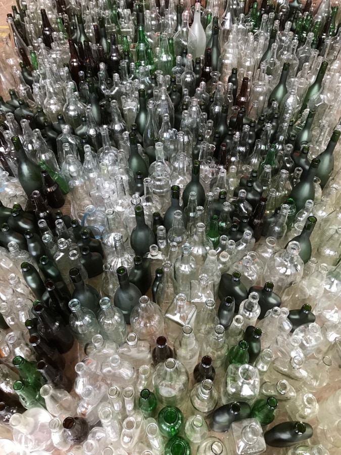 Bottles cleaned from her collection
