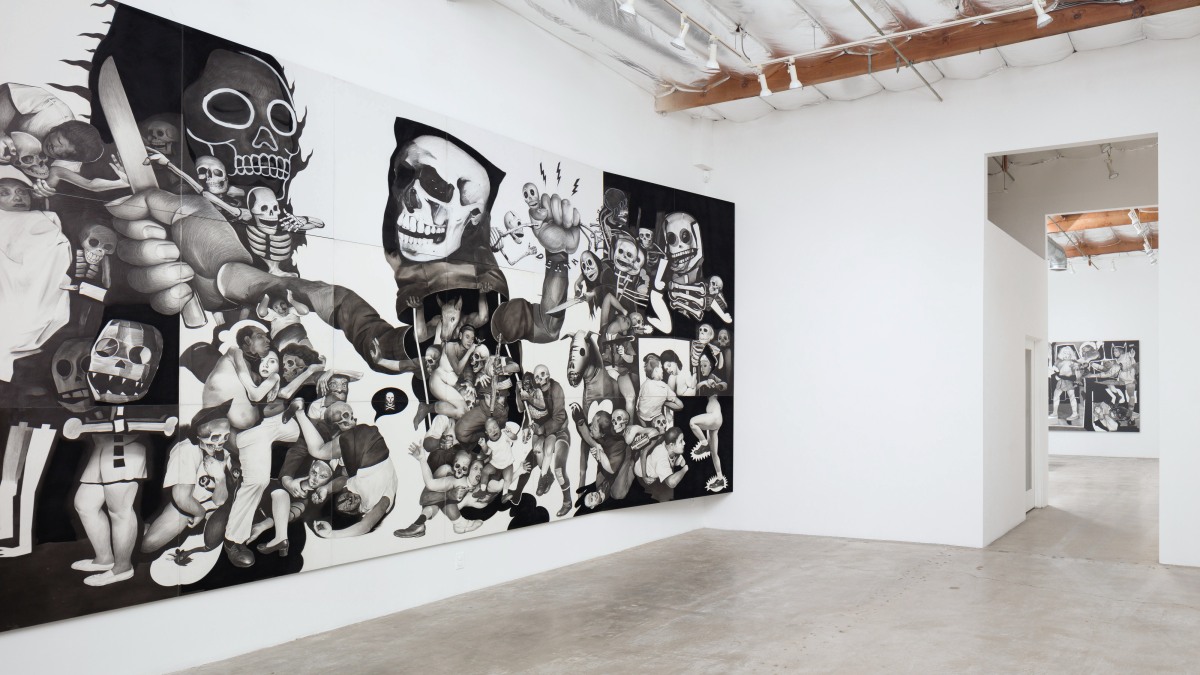 Installation View of Hugo Crosthwaite:&nbsp;TIJUAS! (Death March, Tijuana Bibles, and Other Legends)