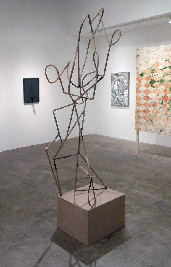Molly Larkey  Tight Linen Suit, 2011  Steel, acrylic on linen, wood  ​95 x 32 x 28 in.