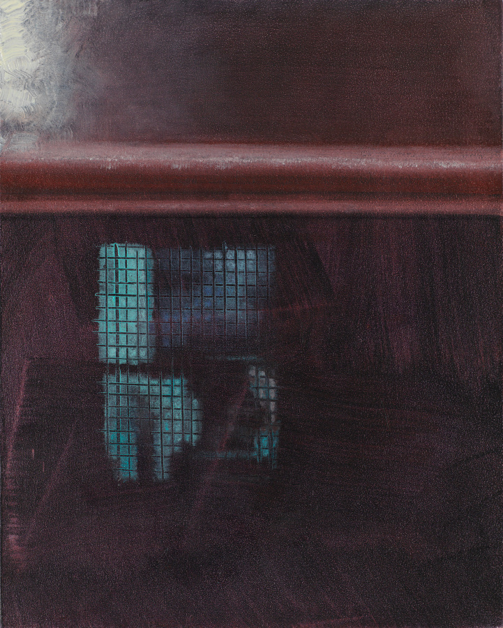 Laura Karetzky, Remote Screen (small), 2021, Oil on panel, 10 x 8 in.