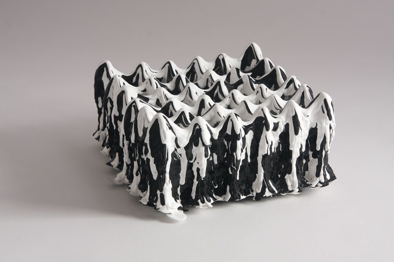 Margie Livingston 358 Black and White Layers in a Grid, 2010  Acrylic 4 x 8.25 x 8.5 in.