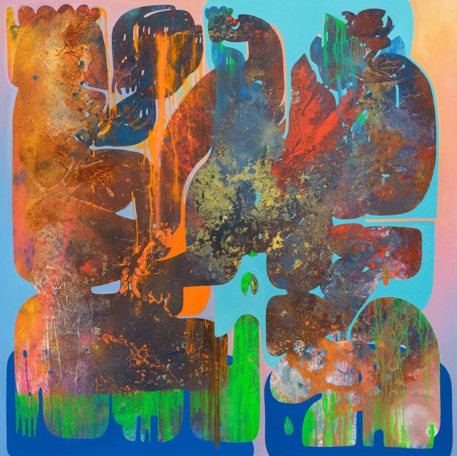 Vian Sora, Sherida, 2022, Mixed media and oil on canvas, 72 x 72 in.