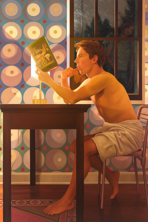 Laura Krifka, &quot;Lions,&quot; 2019, oil on panel, 60 by 40 inches