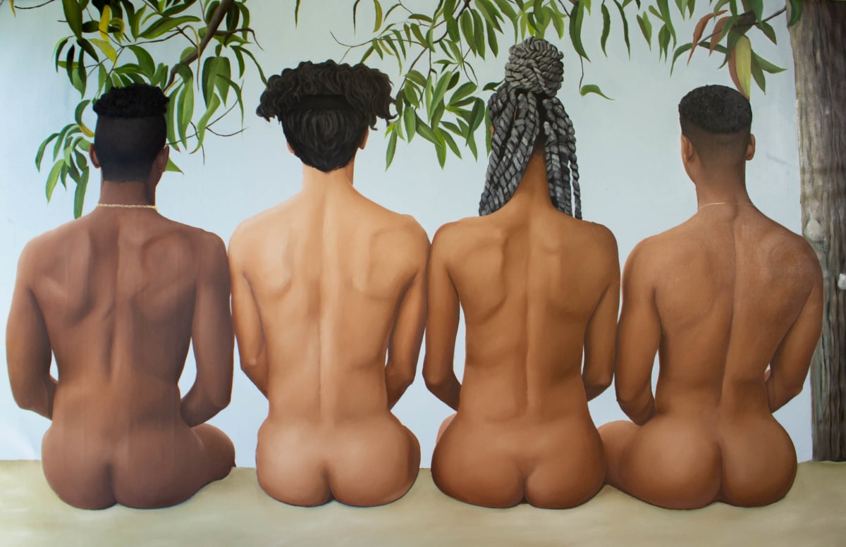 Gabriel Sanchez, Feliz Los Cuatro, 2021, Oil on canvas, 46 x 60 inches