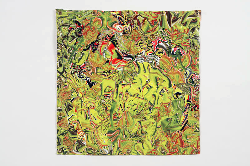 Margie Livingston Paint Collage with Grommets, 2010 Acrylic and grommets, approximately 18 x 18 (reversible, variously configurable)