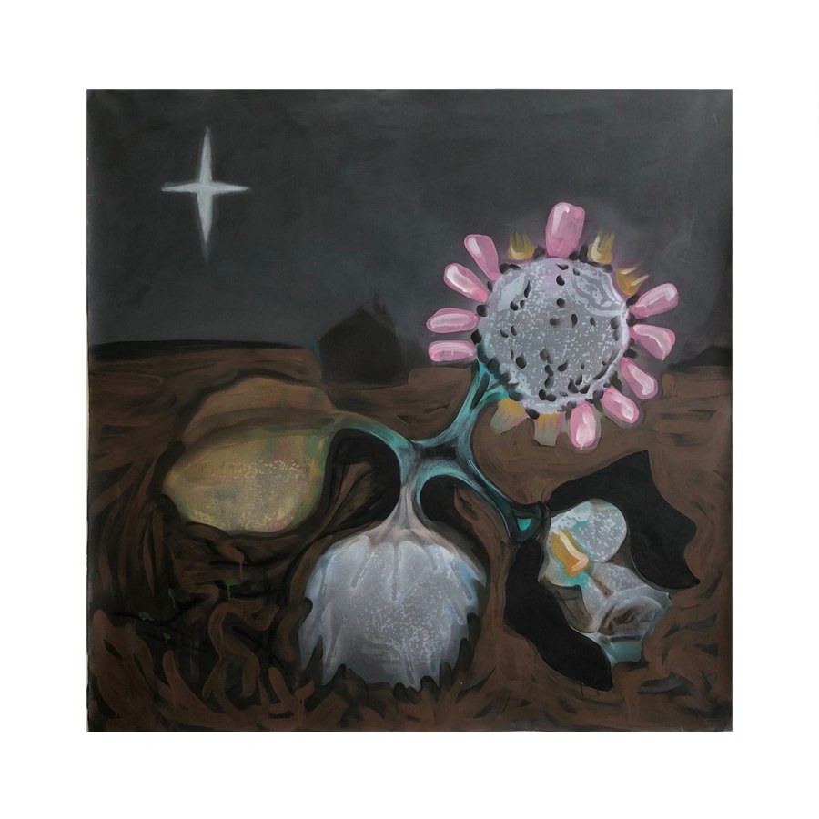 Nancy Evans, Fleurs du mal (Evil Flower), 2018, Acrylic and silkscreen on canvas, 64 x 64 in.