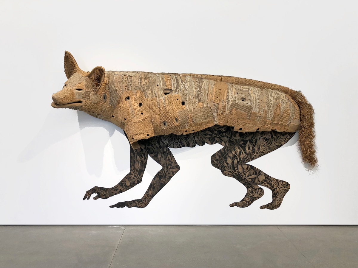 Hector Mendoza Coyata/e bas relief sculpture exhibited at the Orange County Museum of Art Biennial