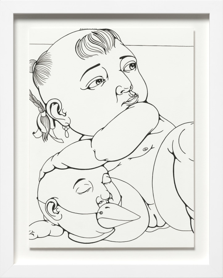 Phung Huynh, Color Me (Beheaded), 2022, Ink on paper, 12 x 9 in., 15 x 11 in. framed