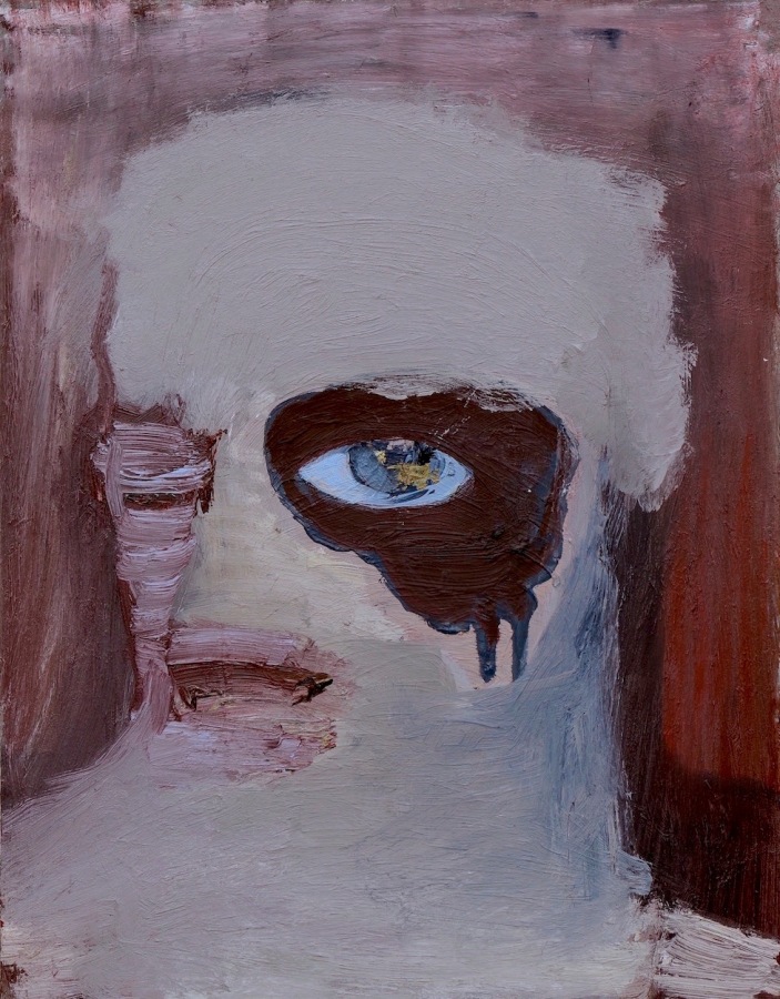 Roya Farassat, See No Evil, 2013, Oil on gessobord, 14 x 11 in.