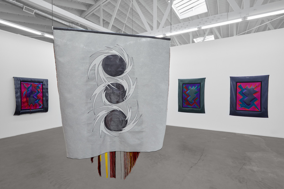 Installation view of Liz Collins: Cosmologies, on view from November 4 - December 22, 2023