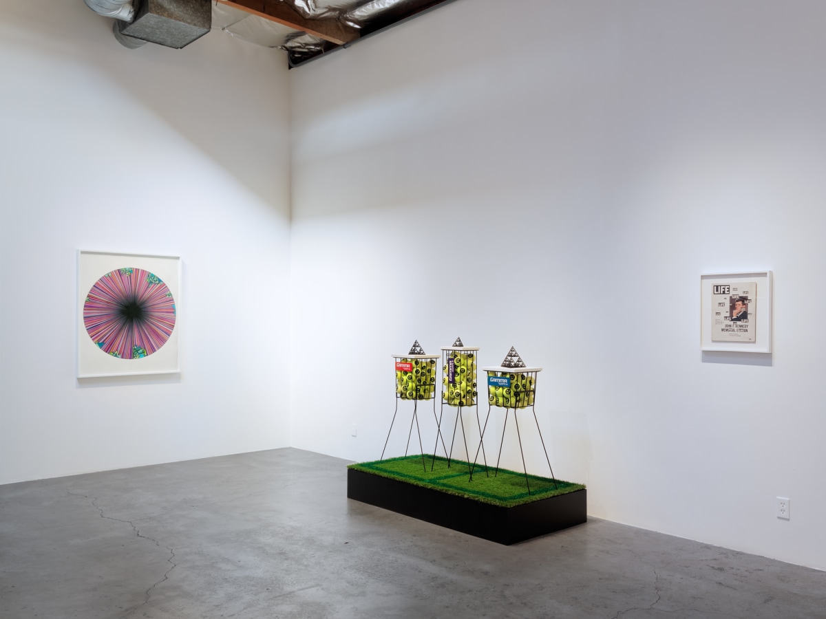 Installation view of DENNIS KOCH: Beyond the Funny Farm! Crypto-K, Cutouts, Cut-ups, Copies, Mirrors, Membranes, and Temporal Algorithms