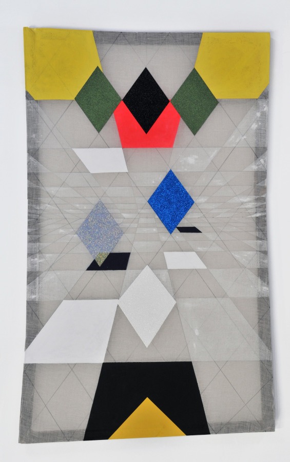 Matt Carter Uncanny Valley, 2014 Glitter, acrylic, graphite, linen and wood.  33.5i x 54 in.