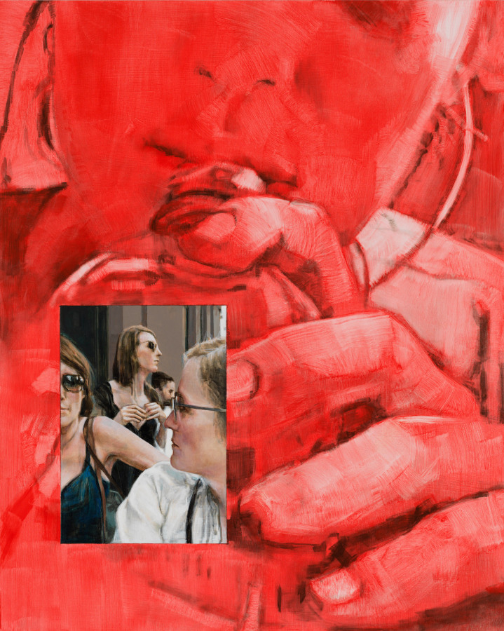 Laura Karetzky, Embedded Red, 2019, Oil on panel, 30 x 24 in.