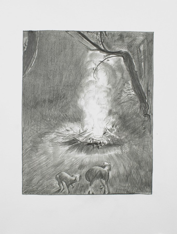 Ken Gonzales-Day, Untitled (After George Bellows, The Law is Too Slow), 1923), 2021, Archival ink and pencil on Arches BFK Rives, 15 x 11 in.