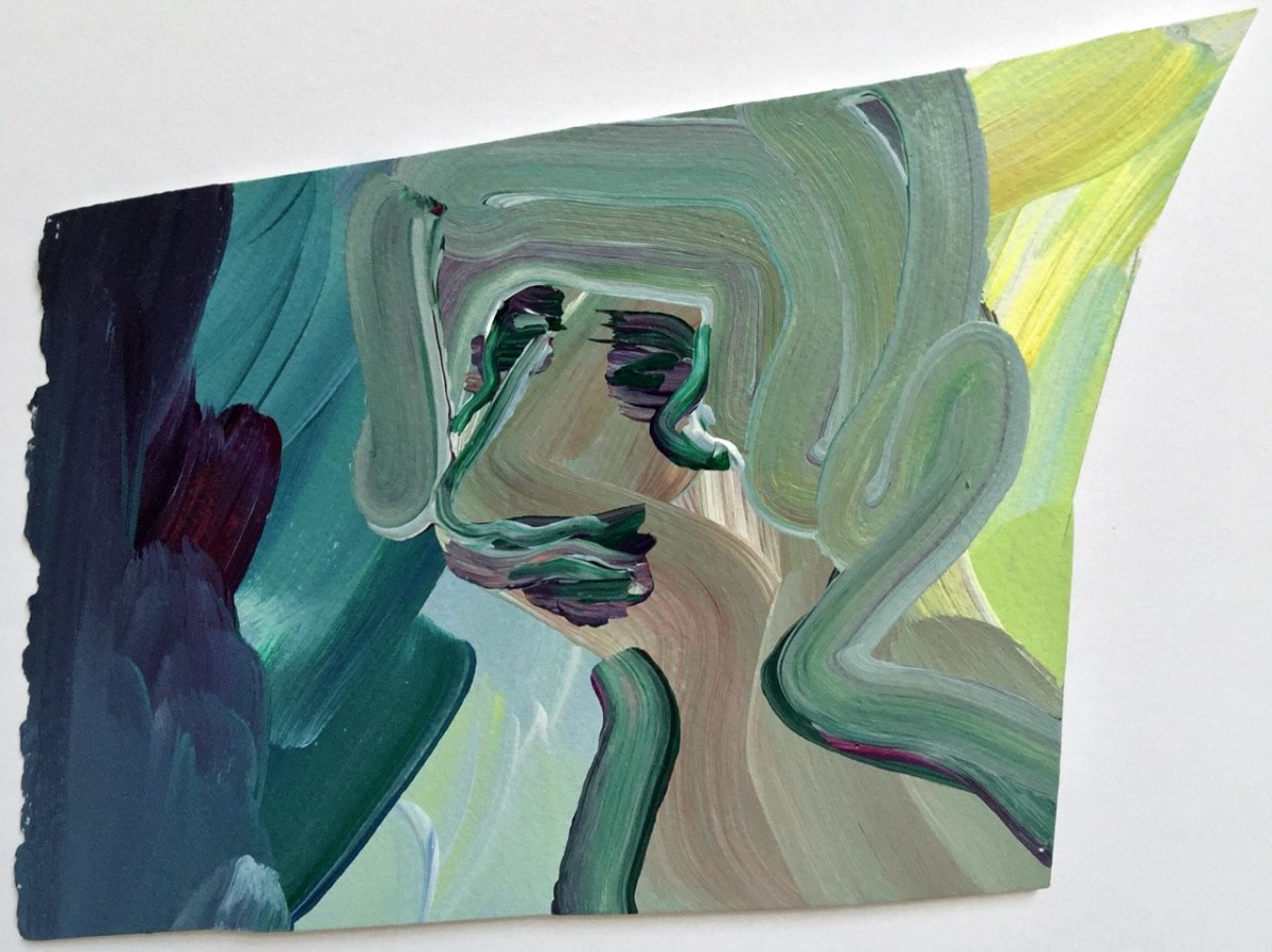 Edie Beaucage Furryfuzz Meister, 2016  Acrylic on paper mounted on wood  7 x 5 in.