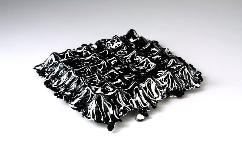 Margie Livingston 146 Fluid Black and White Layers in a Grid, 2010  Acrylic ​1.5 x 10 x10 in.