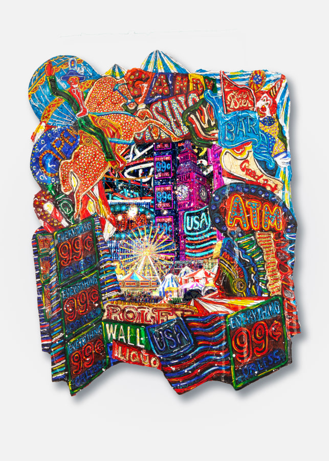 Federico Solmi, &quot;American Circus,&quot; 2019, Animated video-painting in a handmade artist frame