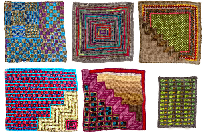 Liz Collilns Left to right: Untitled, Counting Days, Viral Stairs, Pandemic, Ascension, Untitled,&nbsp;2020