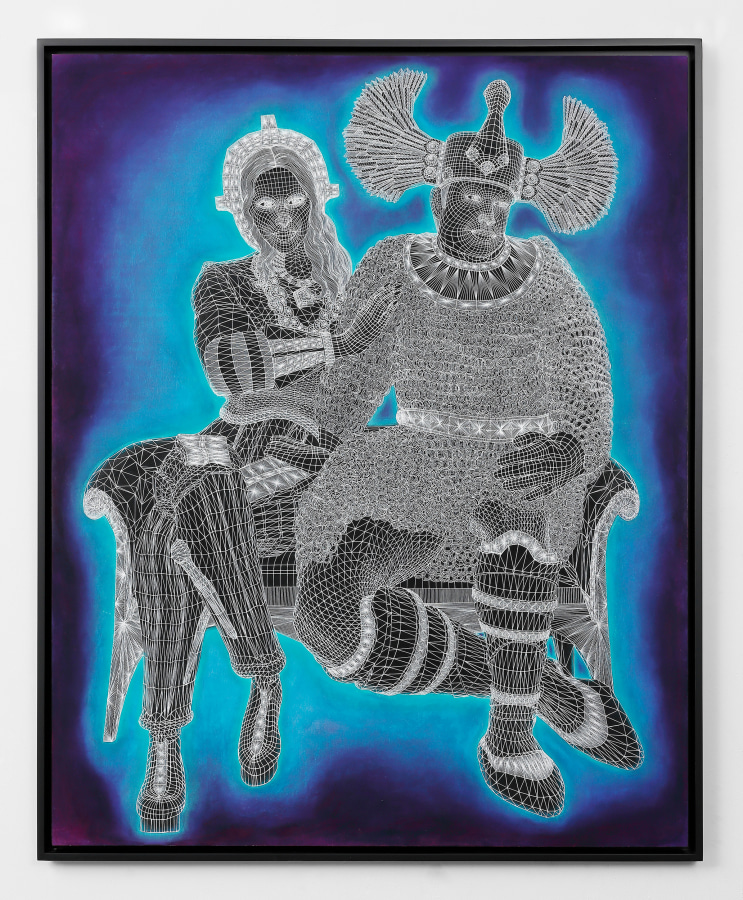 Federico Solmi Melancholia (X) Portrait of Elon Musk and Kim Kardashian on a Sofa, 2023