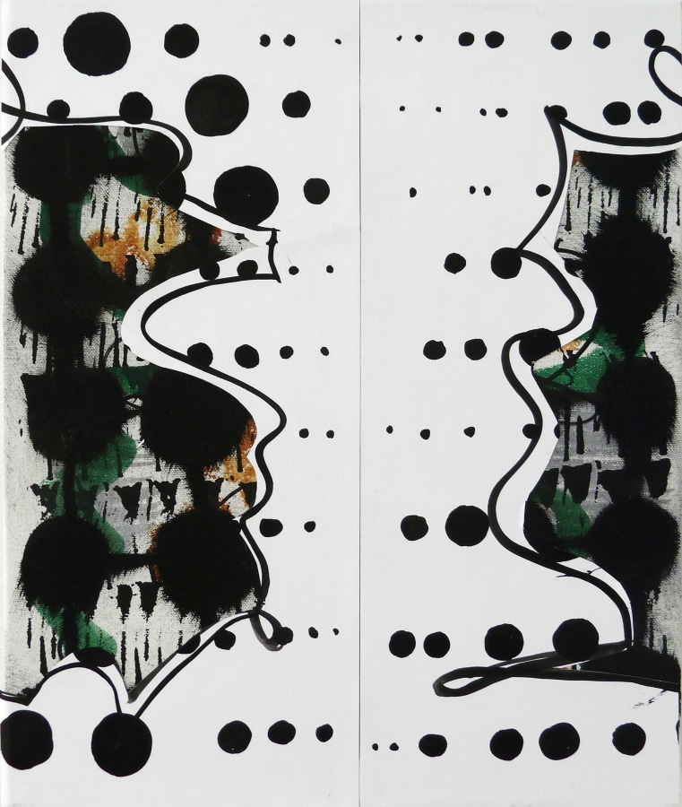 Anne McCaddon Untitled (Two Halves), 2014 Cel-vinyl and paper on canvas 17 x 14 in.