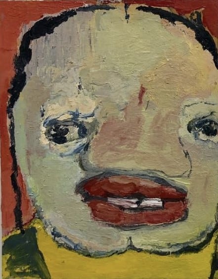 Roya Farassat, Girl With Big Lips, 2014, Oil on gessobord, 14 x 11 in.