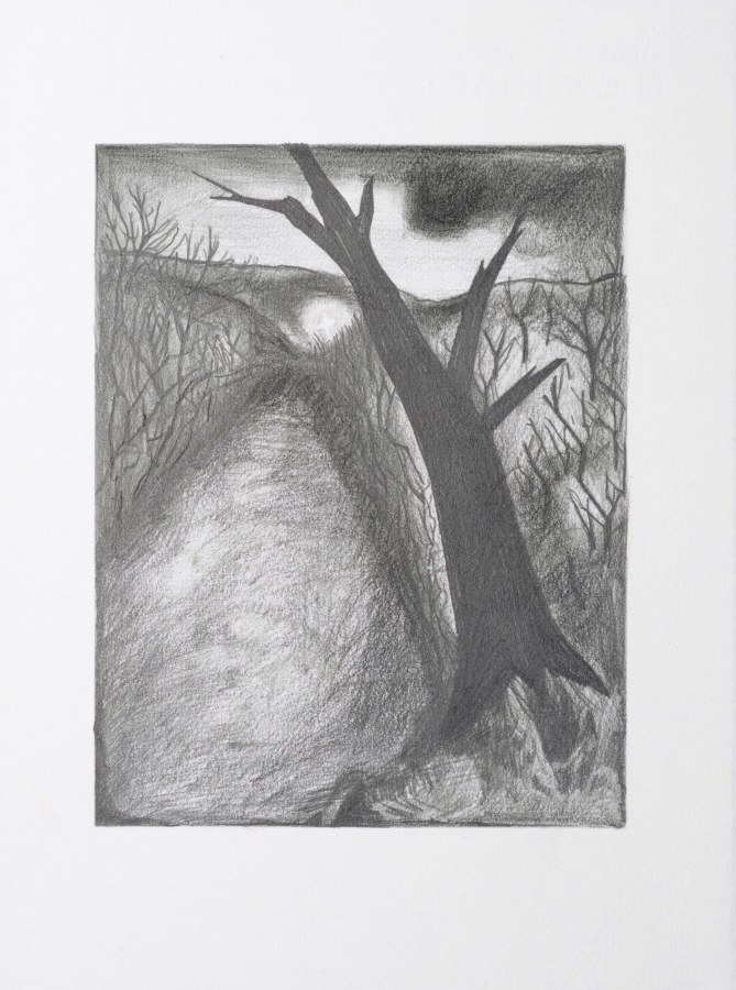 Ken Gonzales-Day, Untitled (After Lamar Baker, Fright, 1936-37), 2021, Archival ink and pencil on Arches BFK Rives, 15 x 10 in.