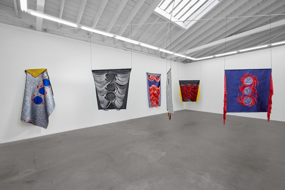 Installation view of Liz Collins: Cosmologies, on view from November 4 - December 22, 2023