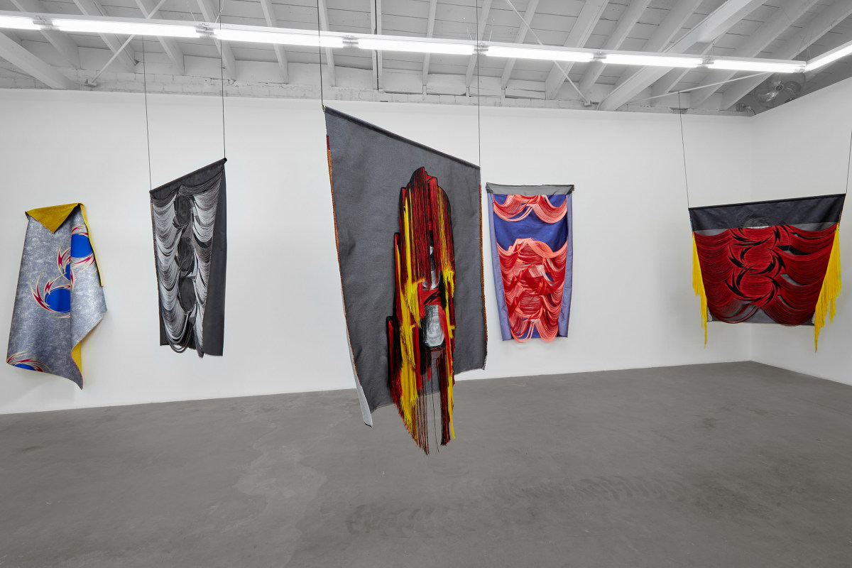 Installation view of Liz Collins: Cosmologies, on view from November 4 - December 22, 2023