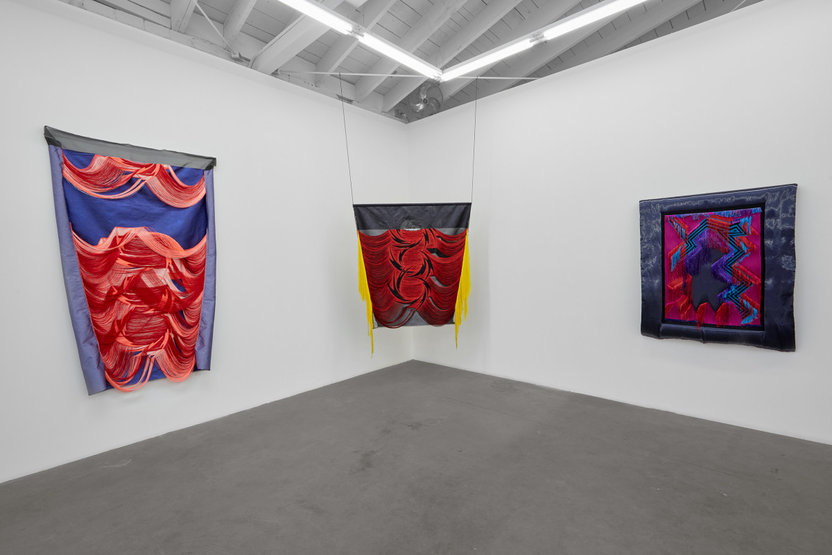 Installation view of Liz Collins: Cosmologies, on view from November 4 - December 22, 2023