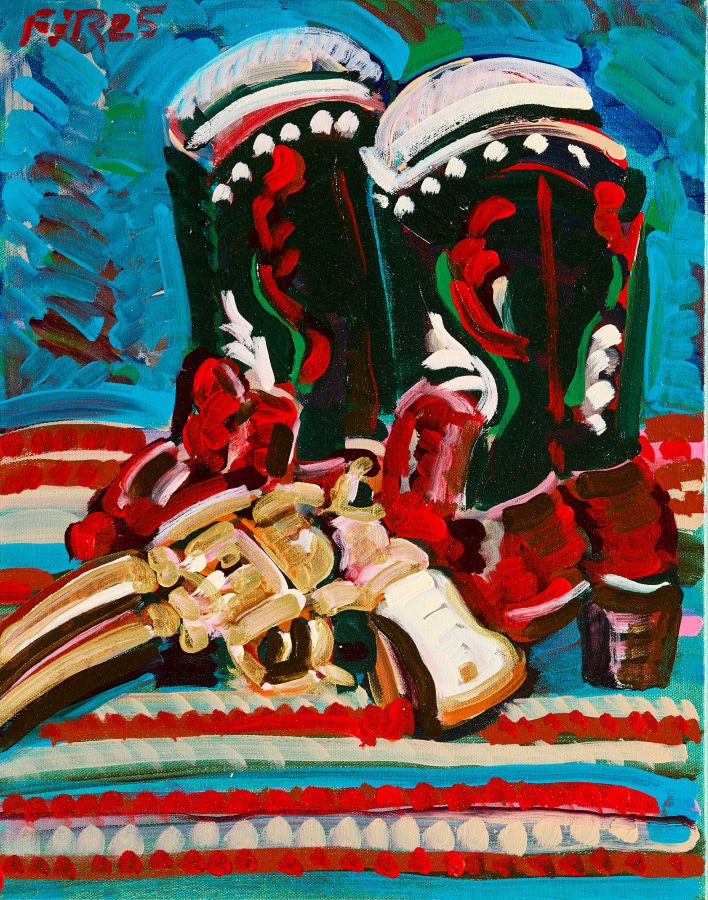 Frank Romero Cowboy Boots y Pistola de Oro, 2025