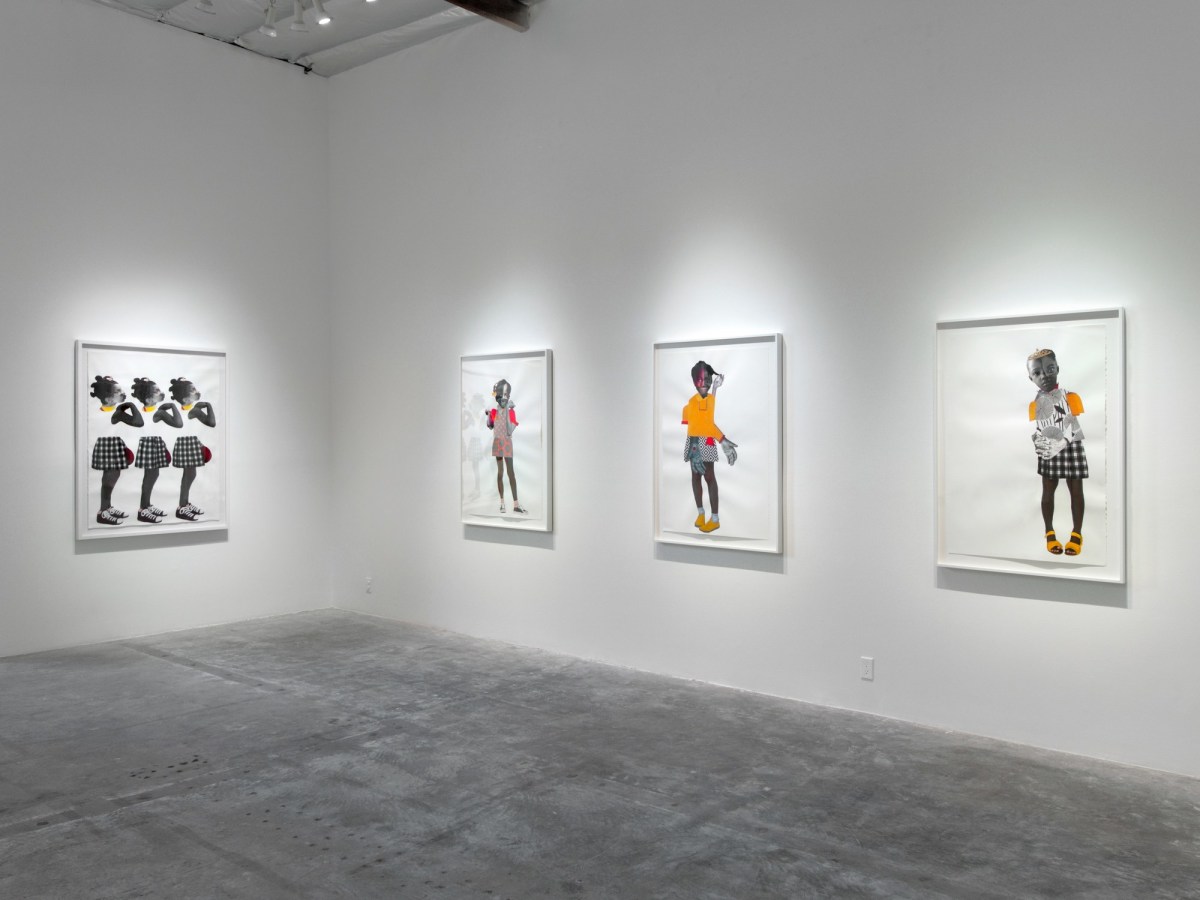 Installation View of Deborah Roberts: Fragile But Flexible