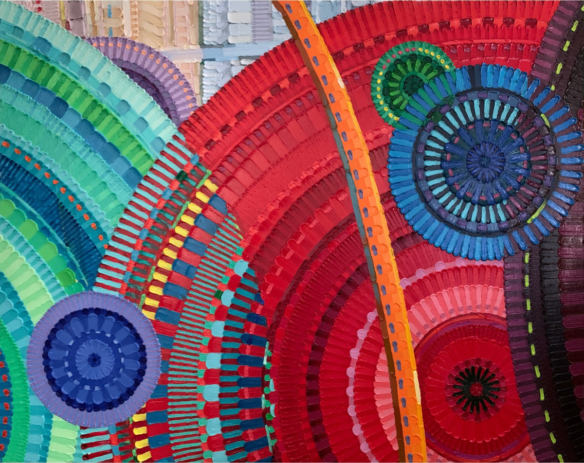 June Edmonds, Under the Radar, 2022, Acrylic on canvas, 45 x 57 in.