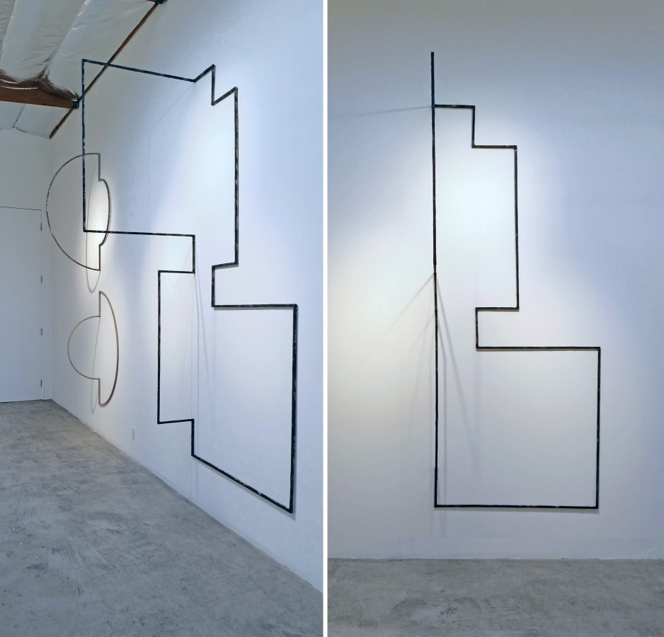 Molly Larkey Pragmatic Utopia #4, 2014 Acrylic, linen, and steel 120 x 47 x 36 in