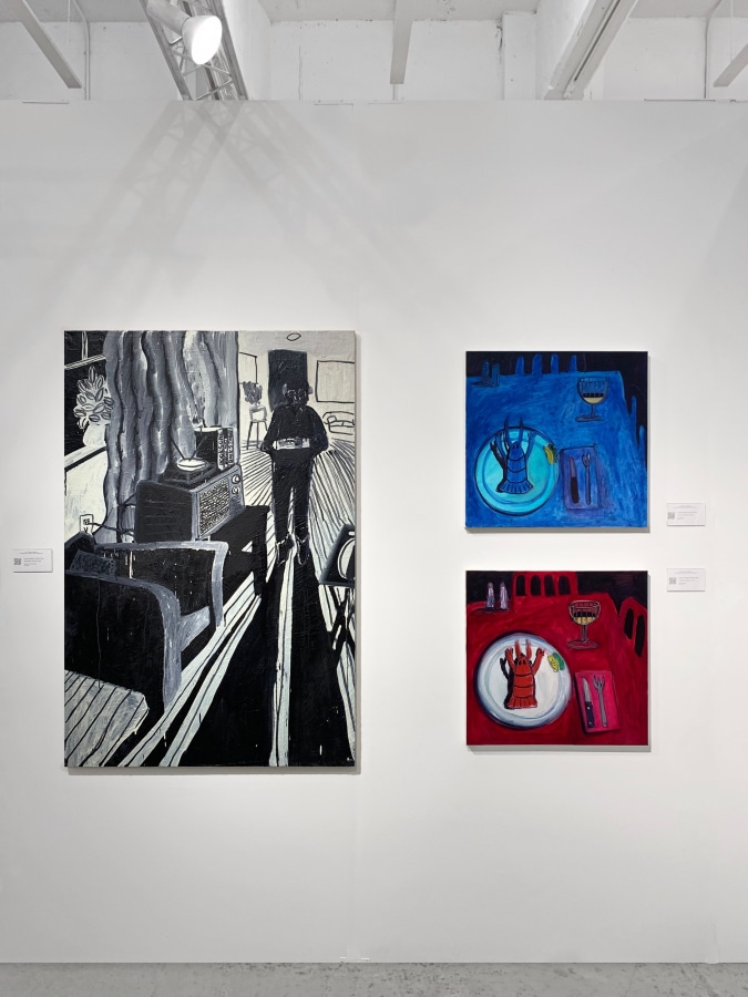 Installation view of AARON MAIER-CARRETERO: a lobster namer dinner, on view at NADA New York from May 18 - 21, 2023