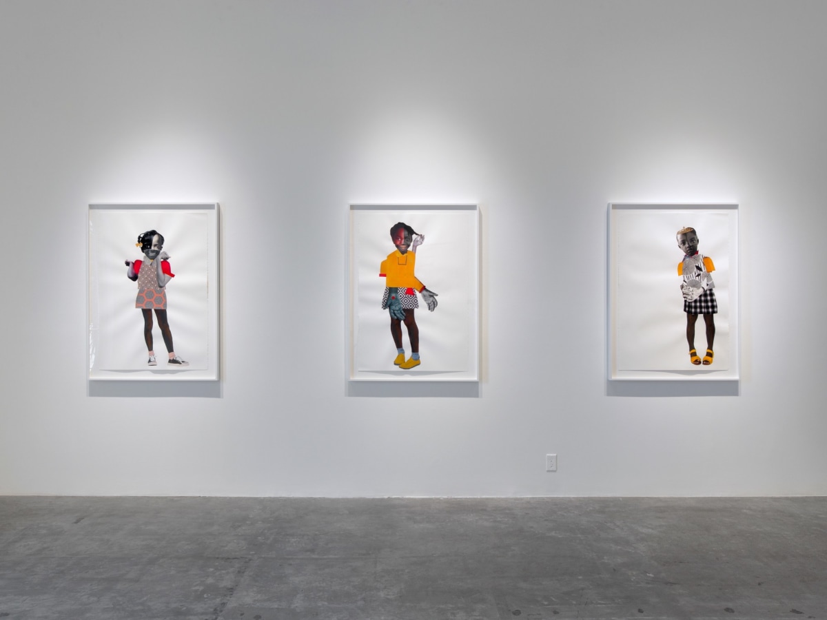 Installation View of Deborah Roberts: Fragile But Flexible
