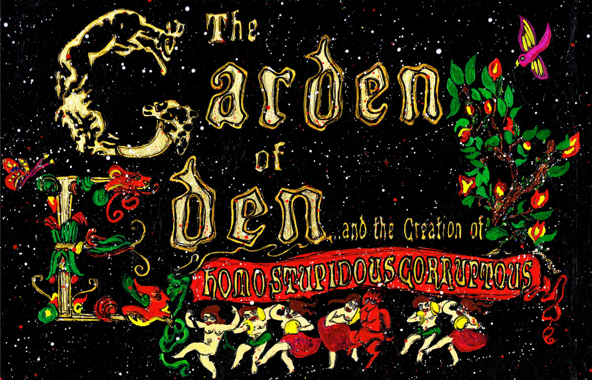 Federico Solmi Garden of Eden, 2012 Acrylic, ink, gold leaf on paper mounted on wood panel ​11 x 17 in.