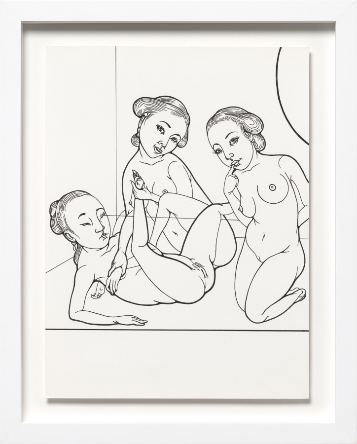 Phung Huynh, Color Me (The Struggle), 2022, Ink on paper, 12 x 9 in., ​​​​​​​15 x 11 in. framed