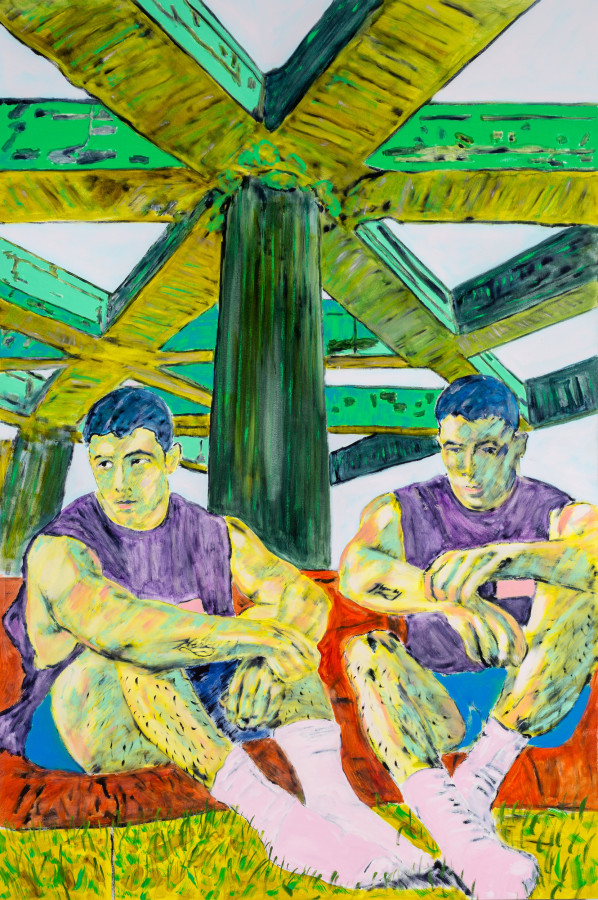 John Brooks, Cut the Hermann Free From the Hesse, 2022, Oil on canvas, 72 x 48 in.