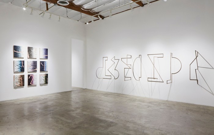 Installation View of Molly Larkey: THE NOT YET (or The Dictionary of Insubordinate Geometry)