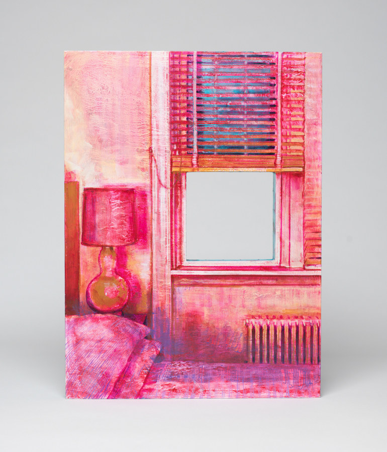 Laura Karetzky, Concurrence: All That Is Seen From, 2021, Oil on panel, 22.25 x 12.25 in