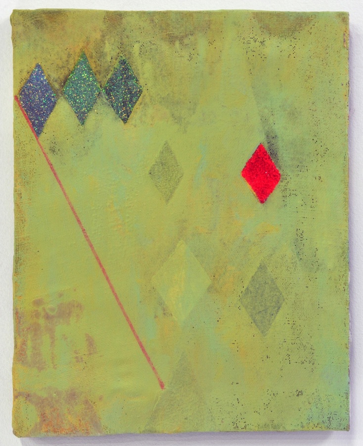 Matt Carter Dink, 2014 Glitter, acrylic, magic marker, graphite, linen and wood 8 x 10 in.