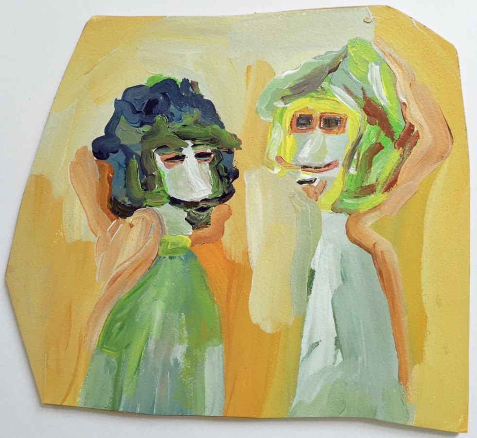 Edie Beaucage Basil &amp; Zeek, 2016 Acrylic on paper mounted on wood 9.5 x 8.5 in.