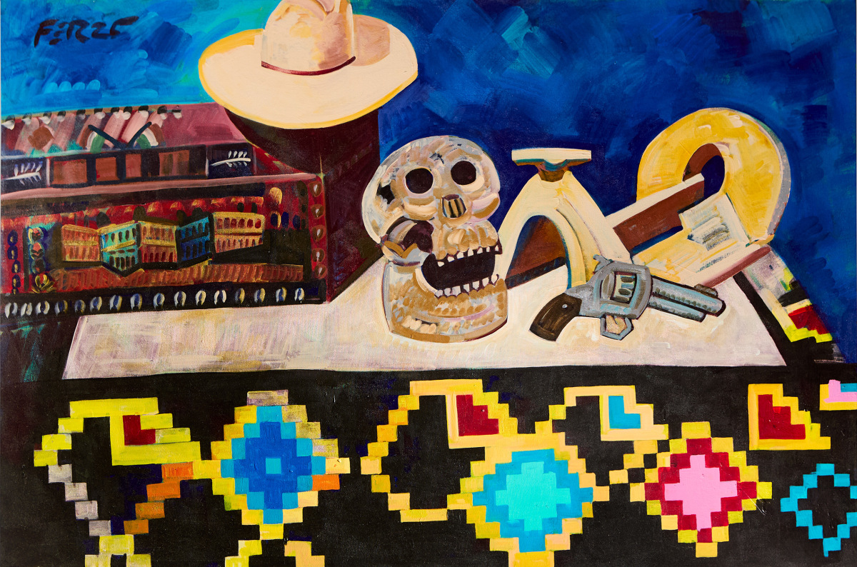 Frank Romero Western Hat, Baul y Pistola, 2025