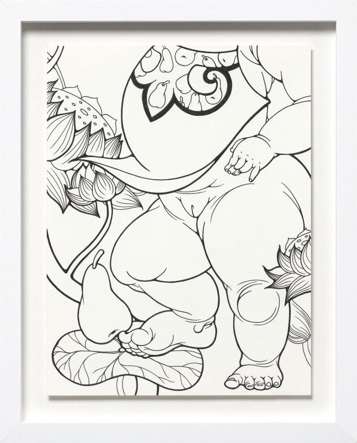 Phung Huynh, Color Me (Girl), 2022, Ink on paper, 12 x 9 in., ​​​​​​​15 x 11 in. framed